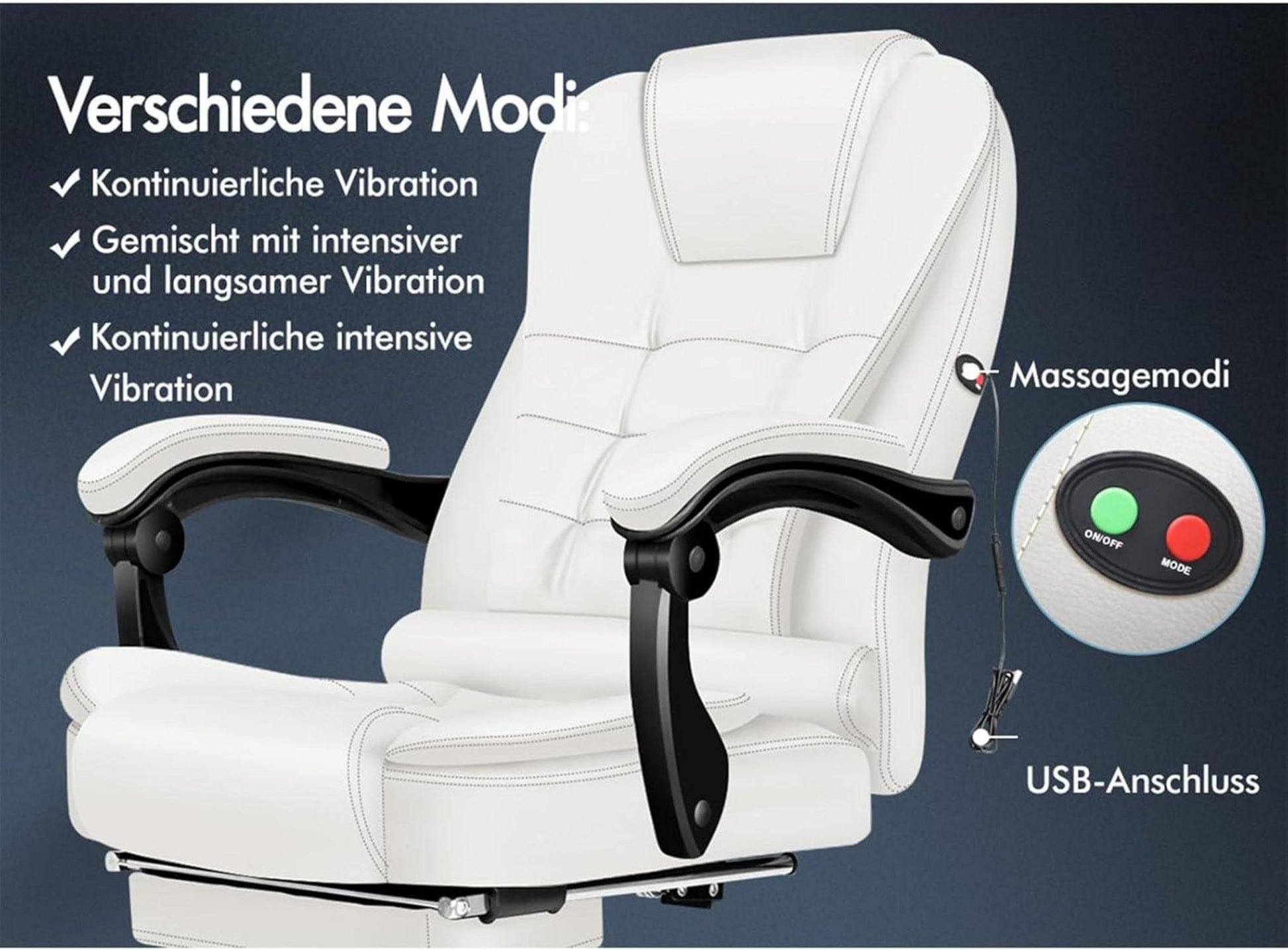 Ergonomischer Massage Bürostuhl Fußstütze 150° Neigung Samt