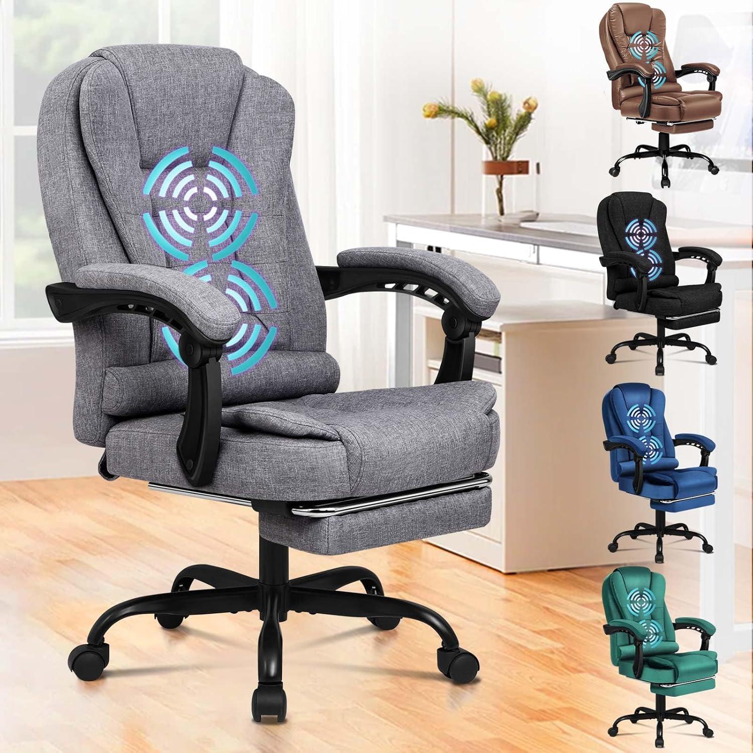 Ergonomischer Massage Bürostuhl Fußstütze 150° Neigung Grau