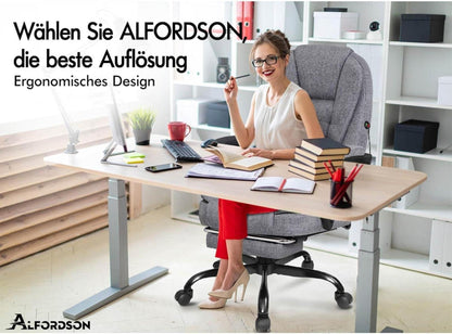 ALFORDSON Massage-Bürostuhl mit Fußstütze 150°-Neigung Gray