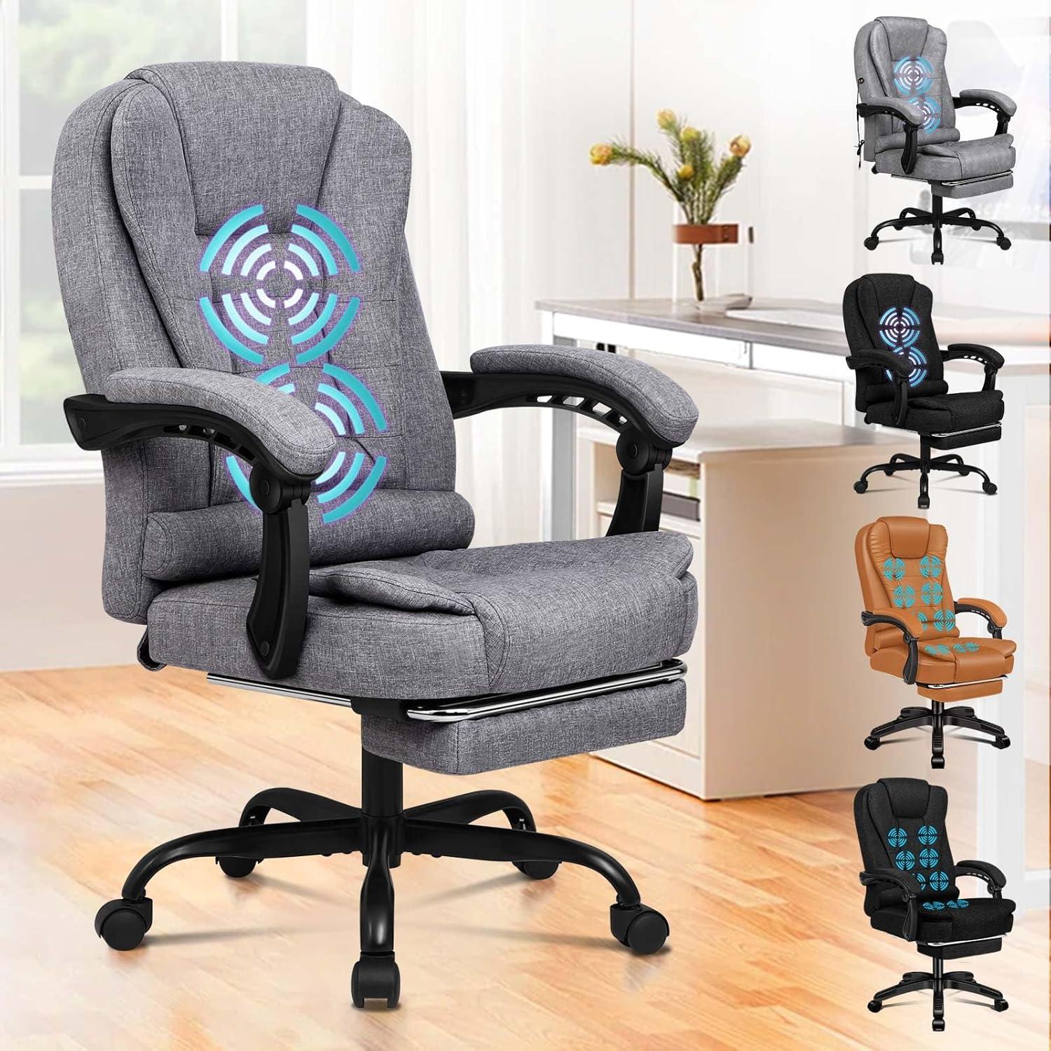 Ergonomischer Bürostuhl Gaming-Stuhl Leinen Gray Massage