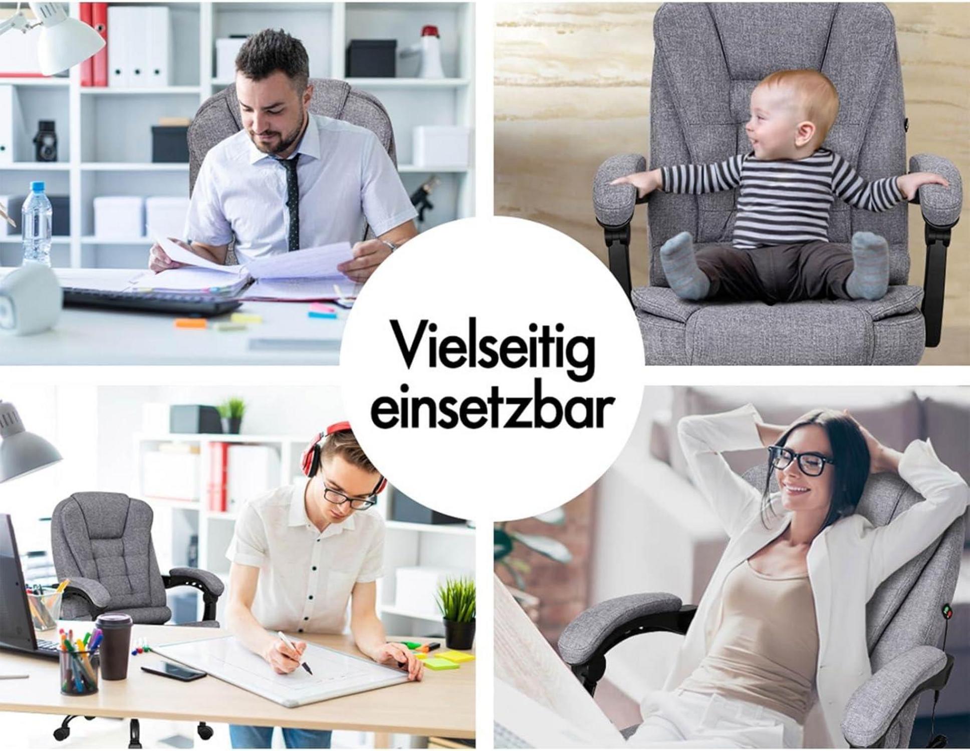Ergonomischer Gaming-Bürostuhl Leinen Gray Massage Lordosenstütze
