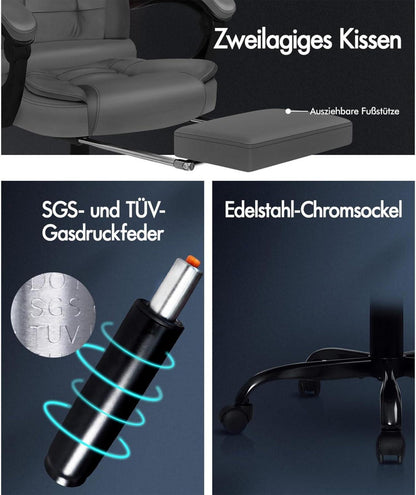 Bürostuhl Computer Gaming ergonomisch verstellbar Massage Grau