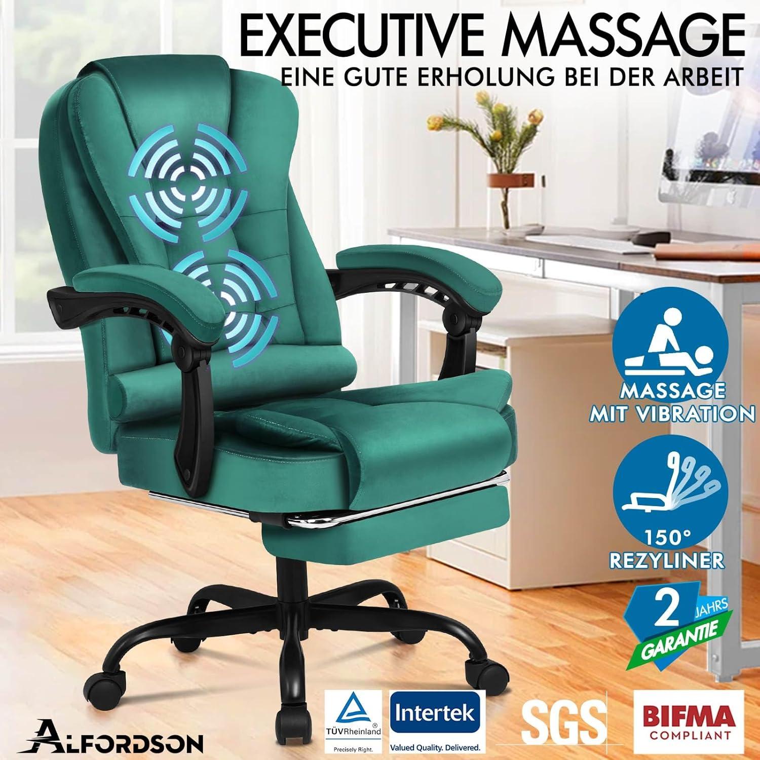 Ergonomischer Bürostuhl mit Massagefunktion und Fußstütze 180 kg