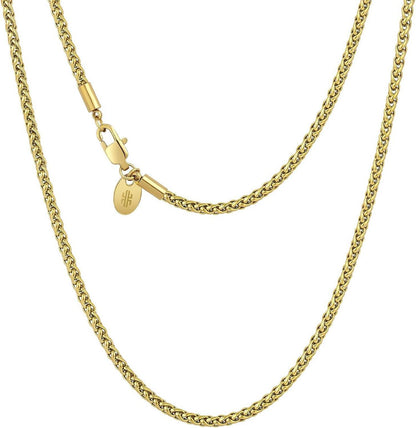 Goldkette 18K Weizenkette Edelstahl Zopfkette 61cm 3mm