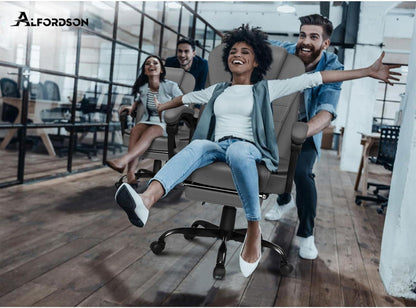 Ergonomischer Massage Bürostuhl 180 kg Fußstütze Leder Gray