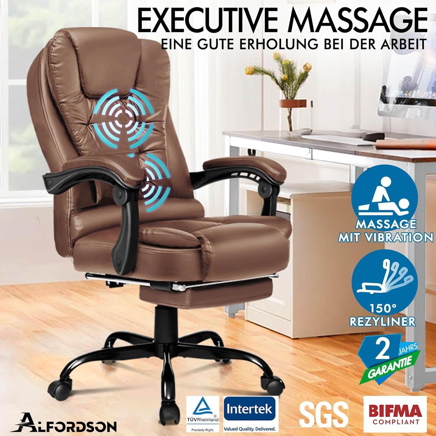 Ergonomischer Bürostuhl mit Massage-Fußstütze 150° Neigung