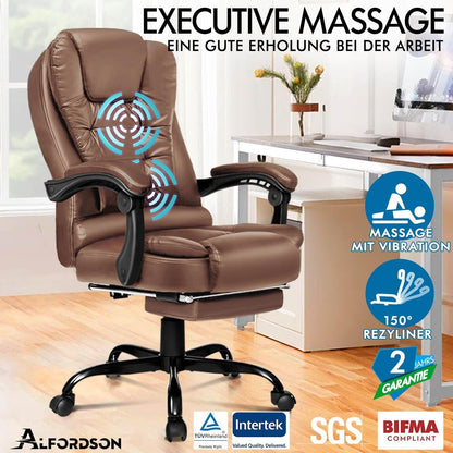Ergonomischer Bürostuhl mit Massage-Fußstütze 150° Neigung
