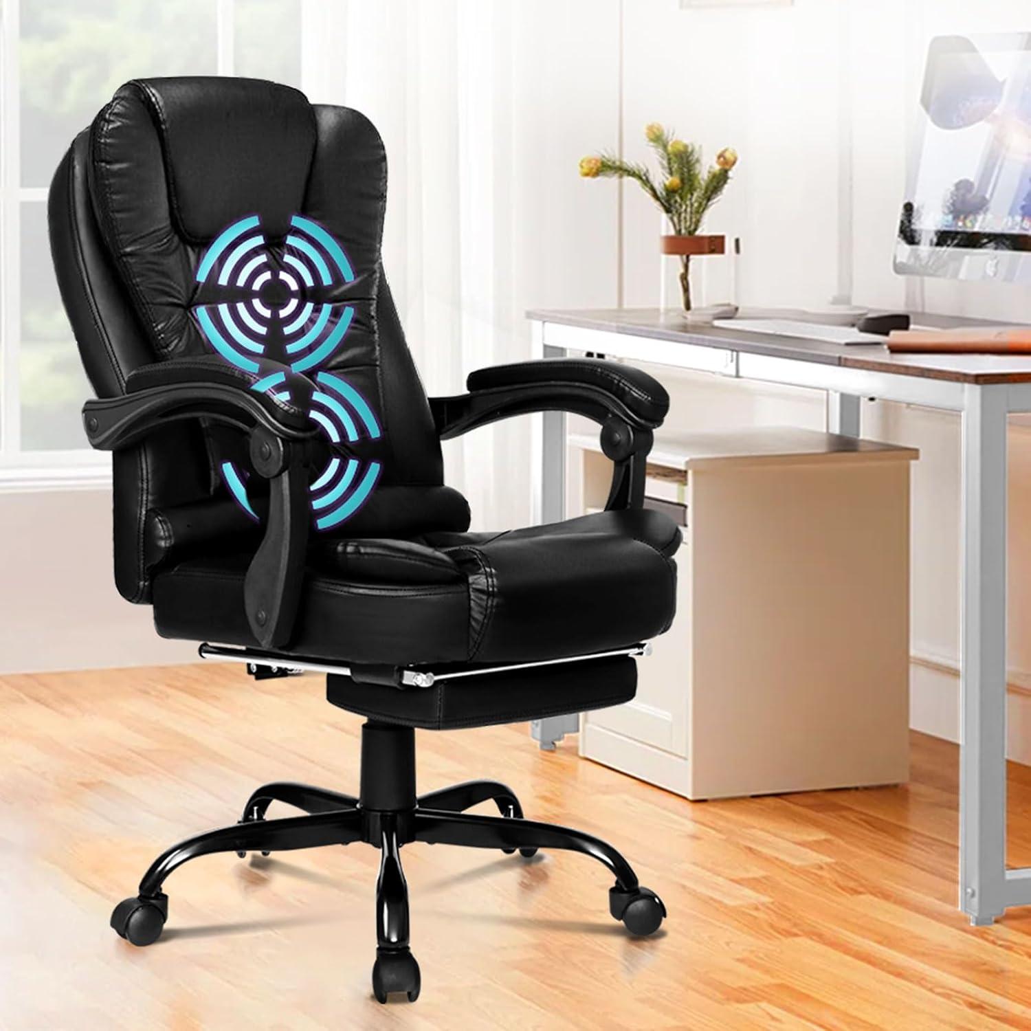 Ergonomischer Bürostuhl mit Massage und Fußstütze, Schwarz
