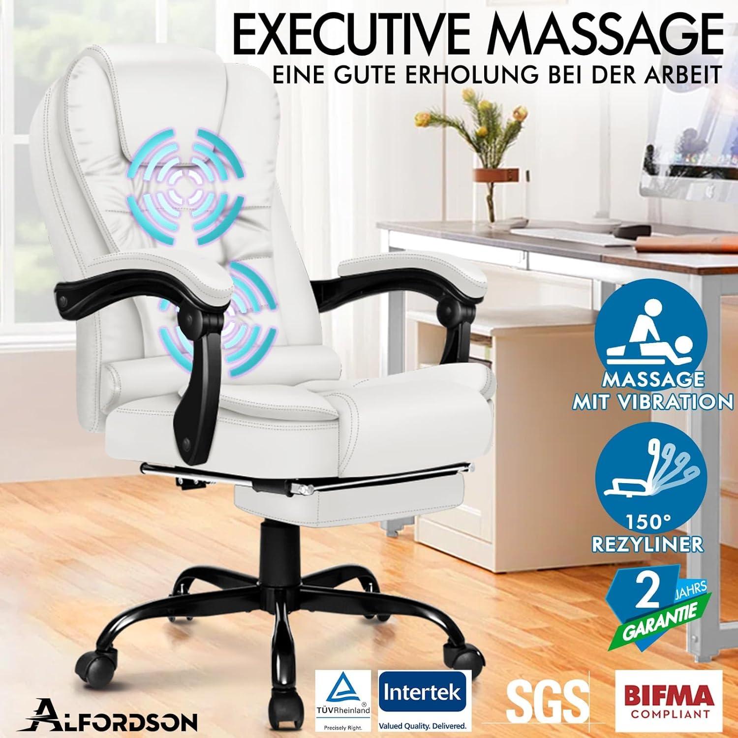 Ergonomischer Bürostuhl mit Massagefunktion und Fußstütze