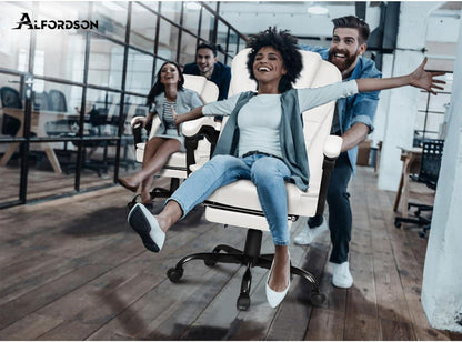 Ergonomischer Bürostuhl Massage Fußstütze 150° Neigung SGS-Leder