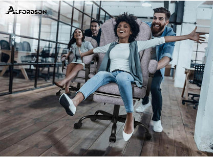 Ergonomischer Bürostuhl Massage Fußstütze 150° Neigung max. 180 kg Leinen Grau