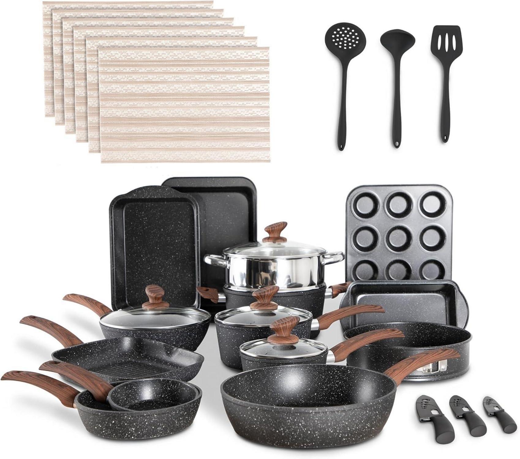 30-teiliges Induktions-Kochgeschirr-Set mit Granitbeschichtung und