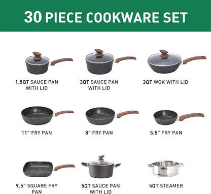 Kitchen Academy 30-teiliges Induktions-Kochgeschirr-Set Schwarz