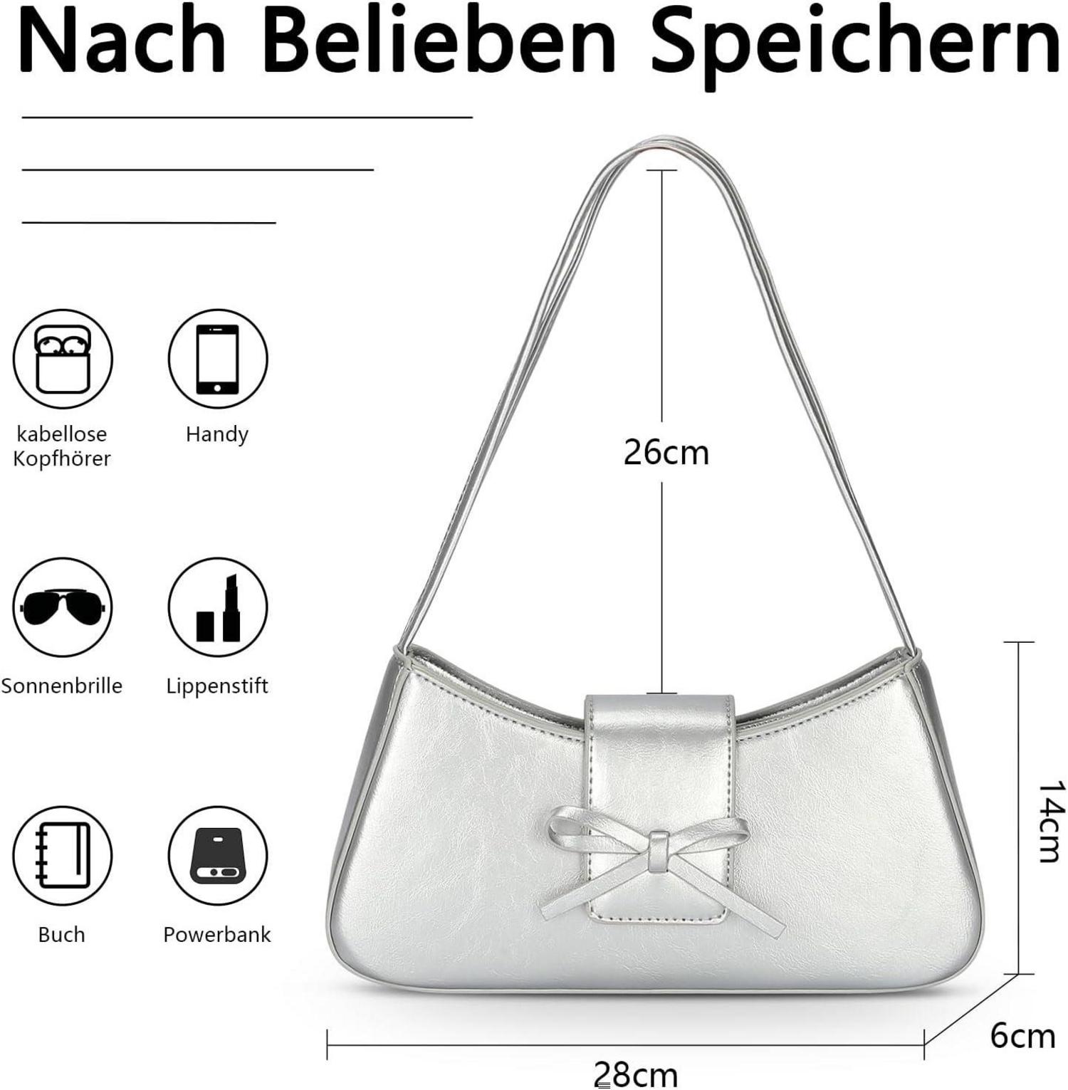 Kleine Schwarz Handtasche Damen PU Leder Umhängetasche