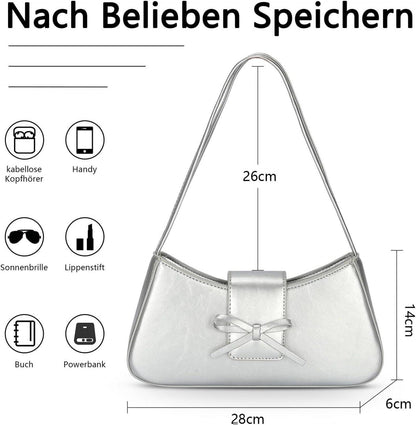 Kleine Schwarz Handtasche Damen PU Leder Umhängetasche