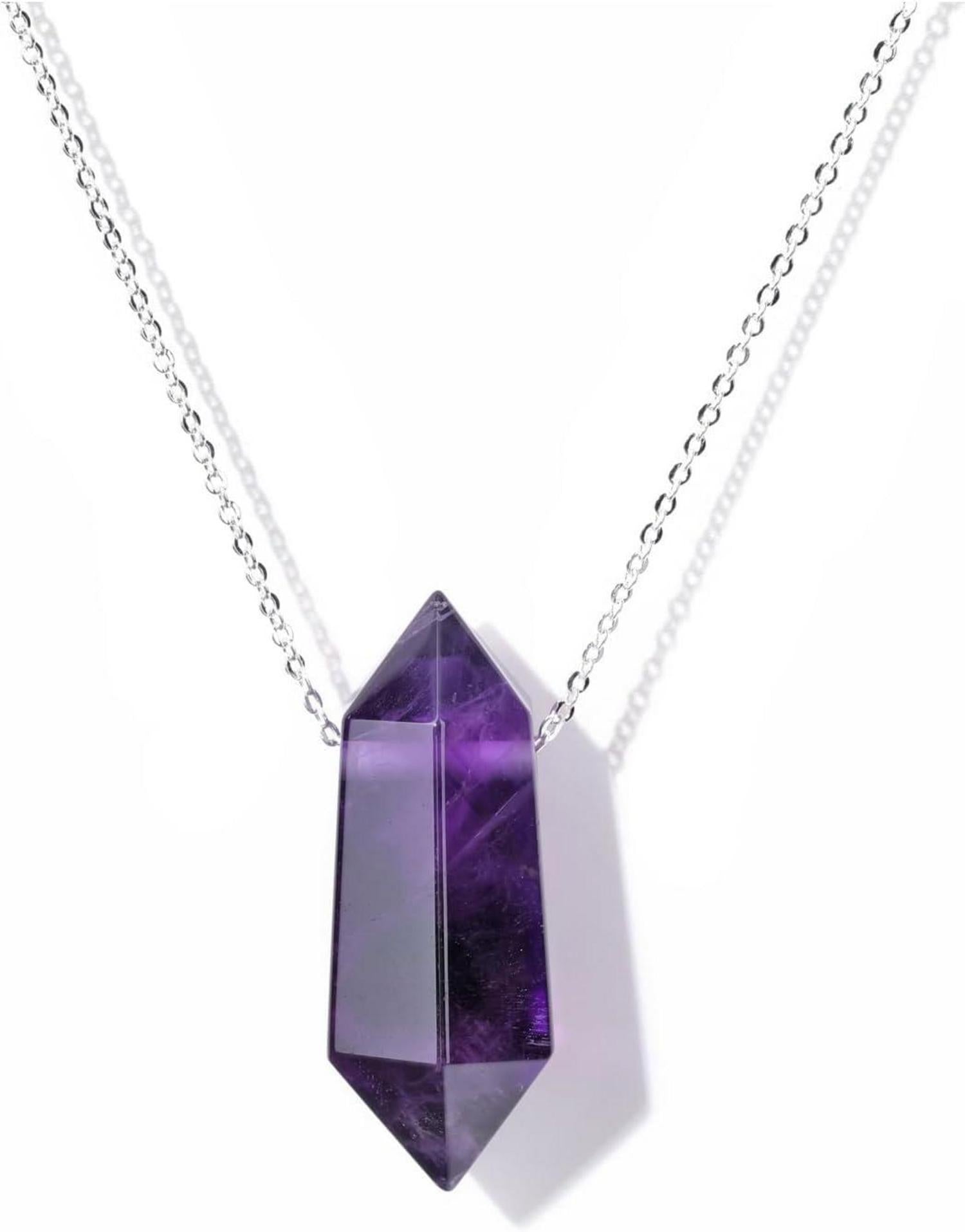 Amethyst Hexagon Anhänger Edelsteinkette Energiestein Schmuck