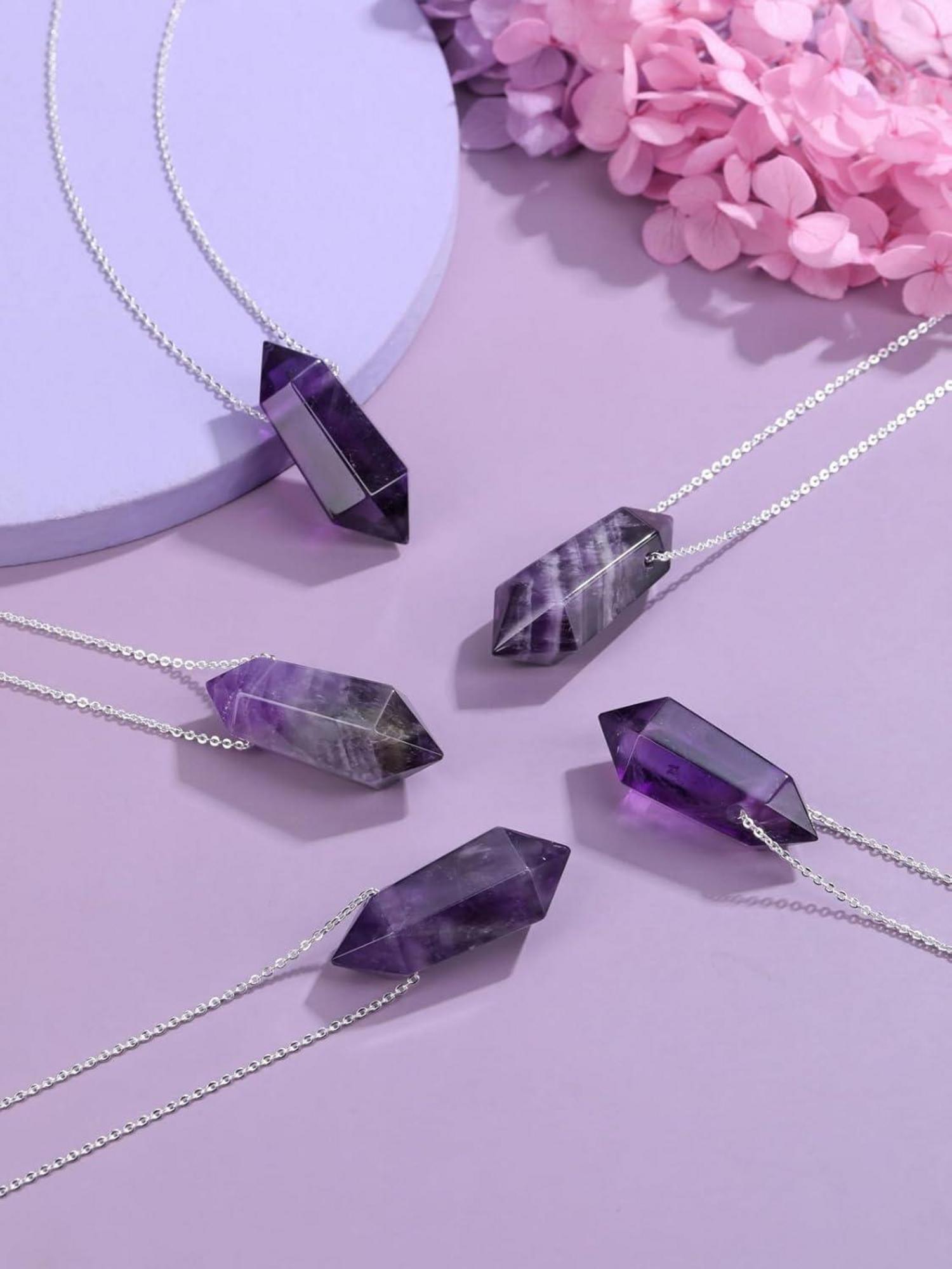 Amethyst Edelstein Healing Halskette mit Hexagon Anhänger