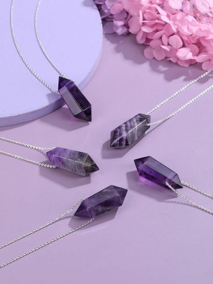 Amethyst Edelstein Healing Halskette mit Hexagon Anhänger
