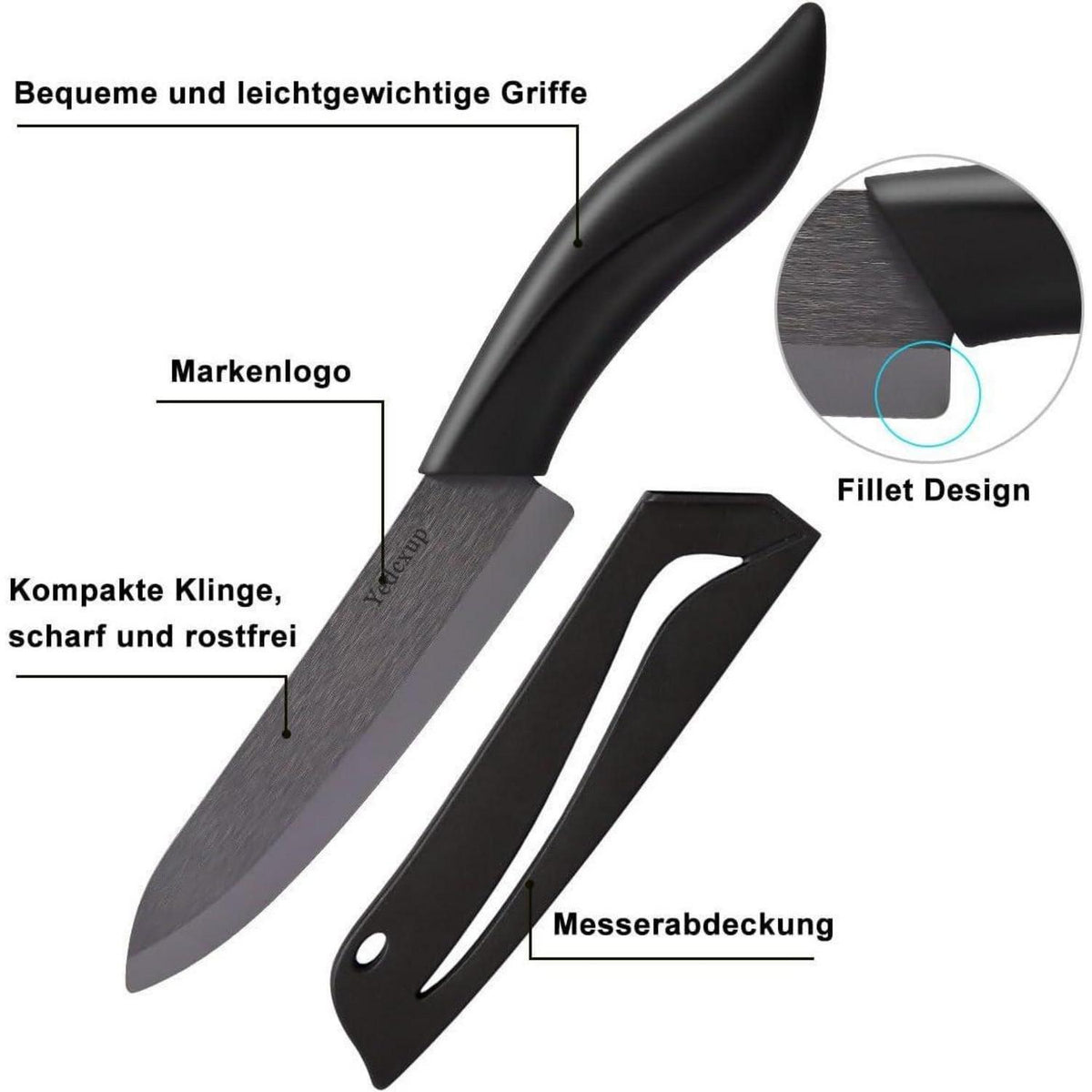 Keramikmesser Set 4-teilig – Scharfes Küchenmesser für Obst & Gemüse