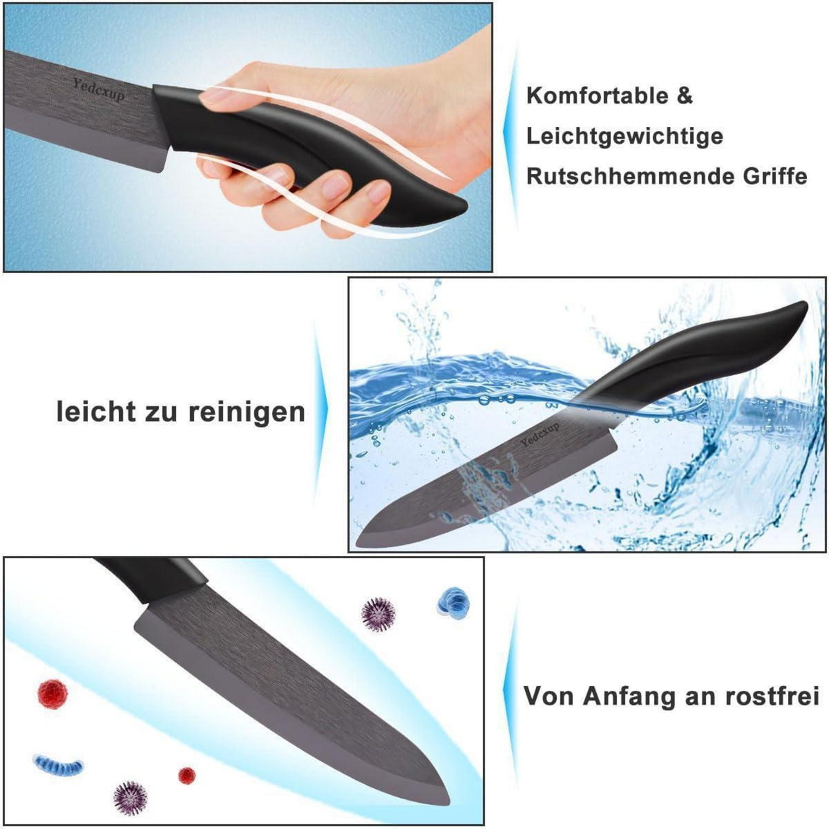 Keramikmesser Set 4-teilig – Scharfes Küchenmesser für Obst & Gemüse
