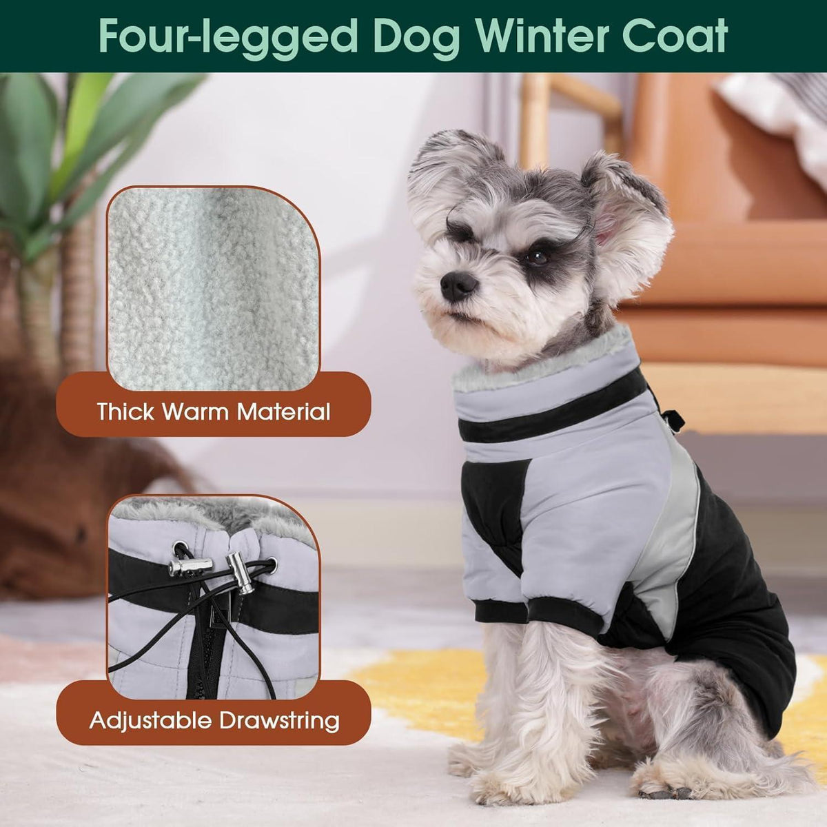 Wasserdichter Hundemantel mit Geschirr – Warm & Reflektierend