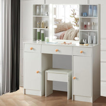 Schminktisch mit LED-Beleuchtung, Spiegel, Stuhl, 3 Schubladen, 6