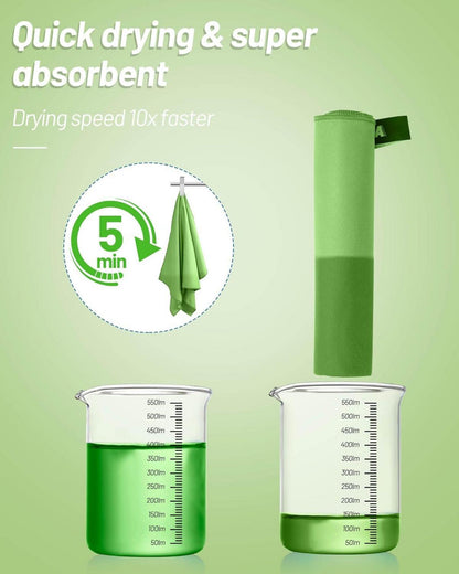 Mikrofaser Handtuch Set: Großes Badetuch + 2 kleine Handtücher 180x60 + 80x40 cm Fitness Sport