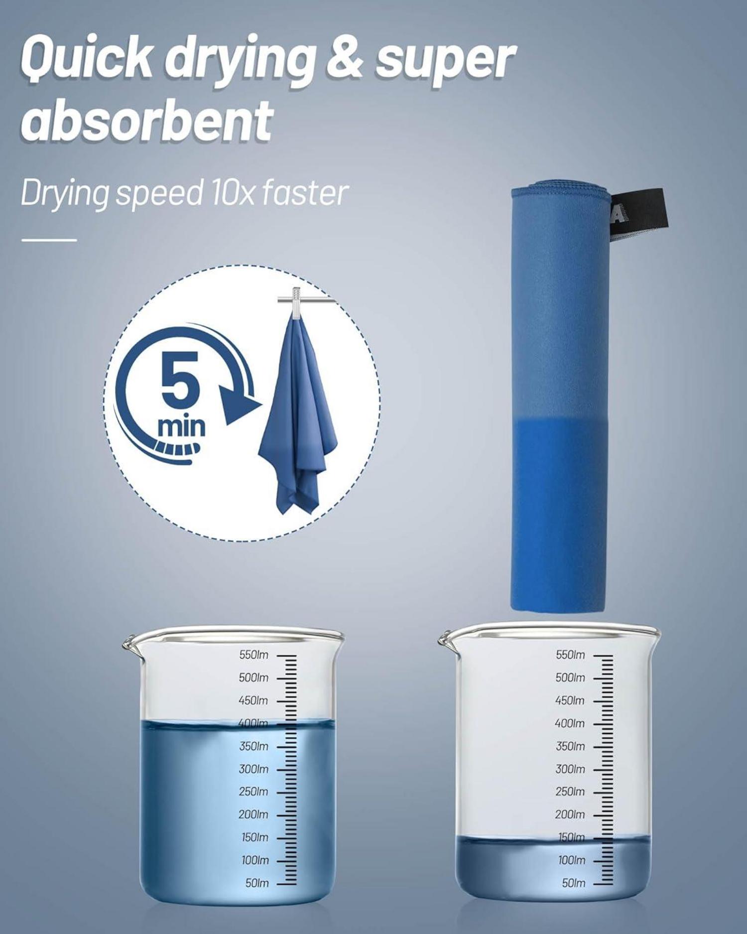 Mikrofaser Handtuch Set 3-teilig Schnelltrocknend für Fitness und Sport