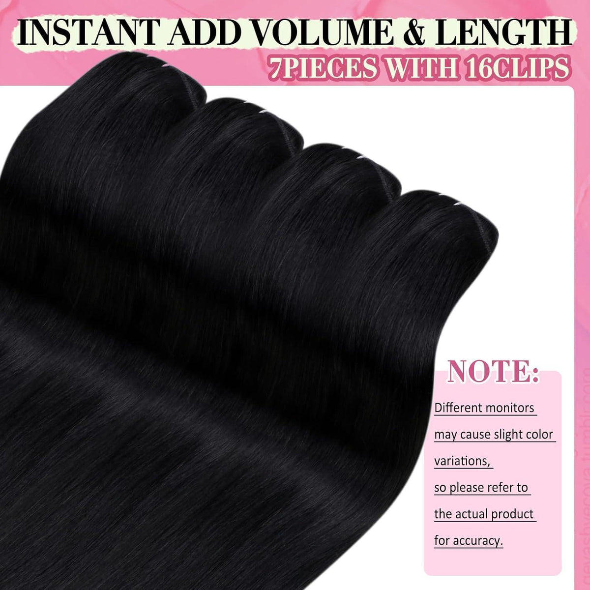 Echthaar Clip-in Extension Schwarz 50cm - 150g