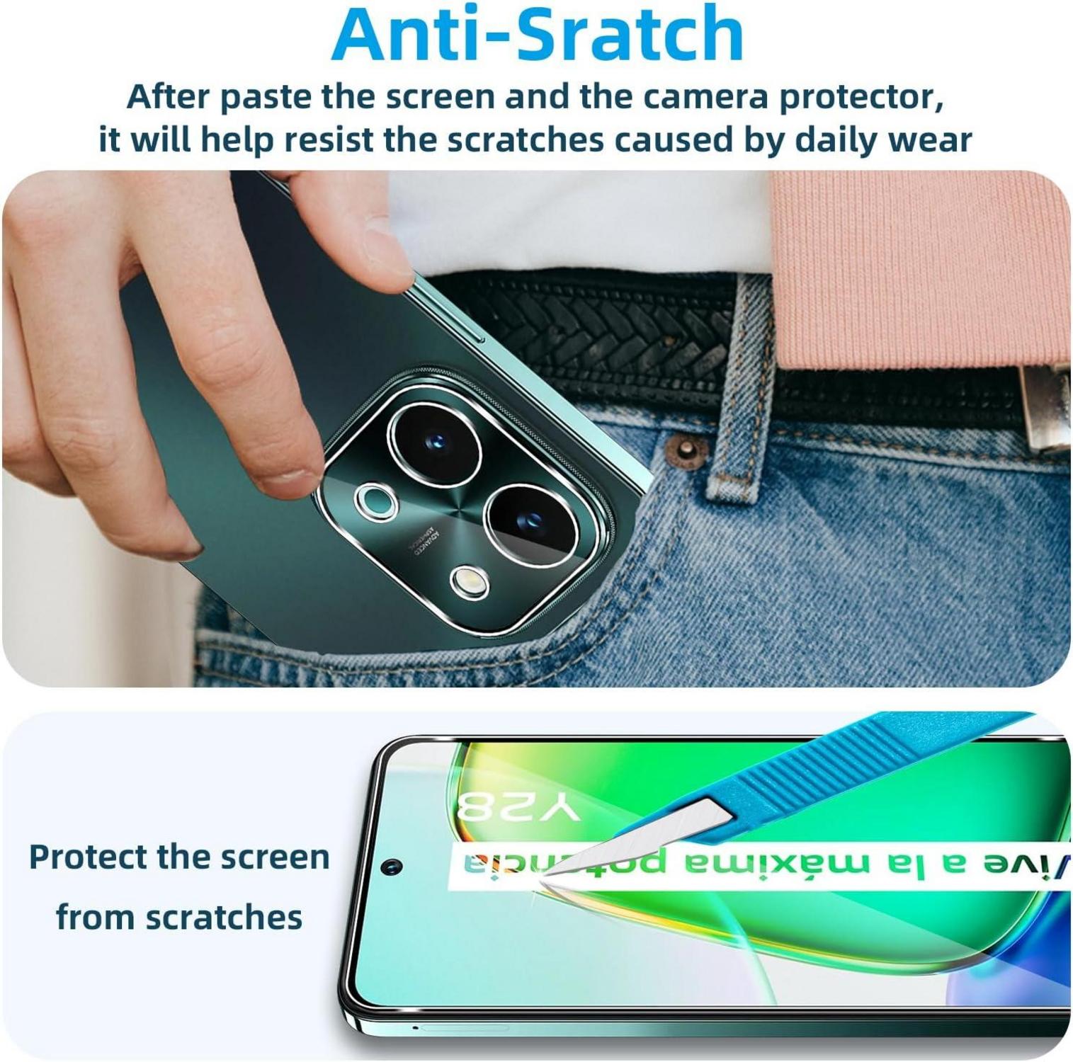 VIVO Y28 4G Panzerglas 2+2 Kameraschutz 0.33mm Displayschutz