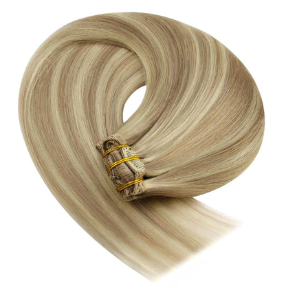 Clip-in Echthaar Extensions Blond 45cm – Volumenspendend & Stylingfähig
