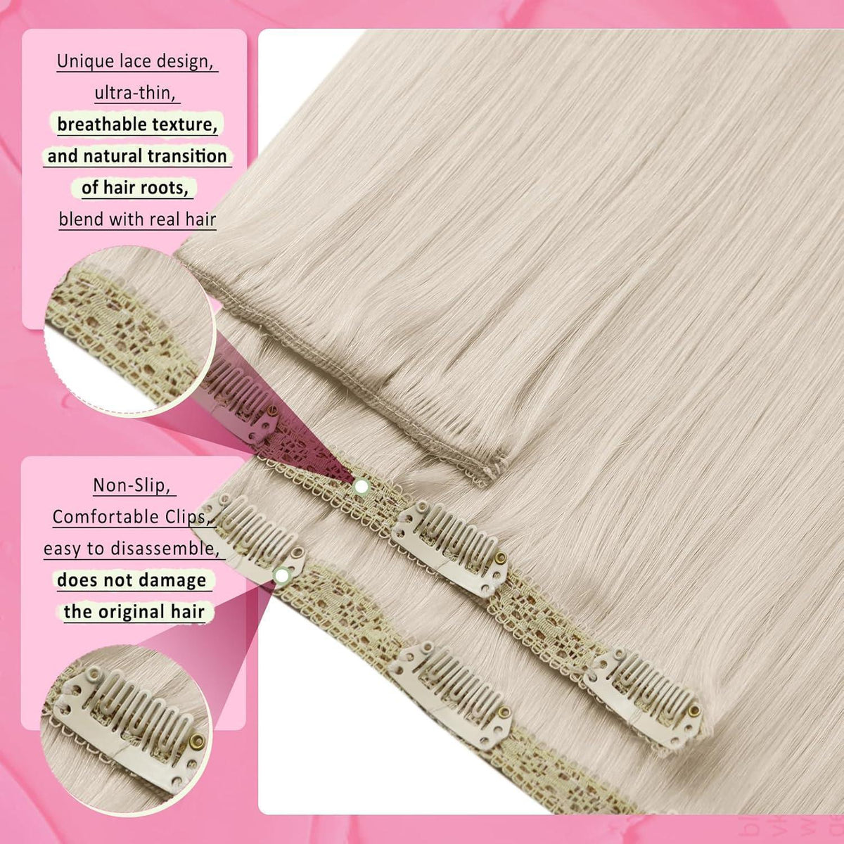 Platinblond Clip-in Echthaar Extensions 55cm – Volumenspendend