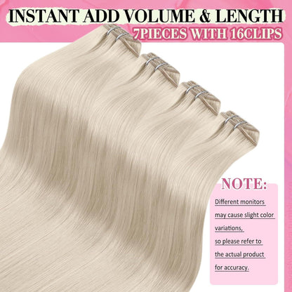 Platinblond Clip-in Echthaar Extensions 55cm – Volumenspendend