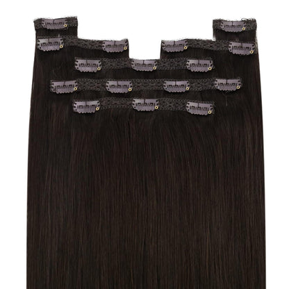 Echthaar Clip-Ins dunkelbraun 55cm – Volumen & Länge