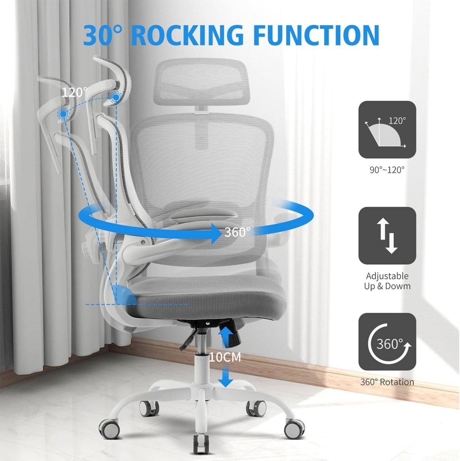 Ergonomischer Bürostuhl Verstellbar Kopfstütze Armlehnen