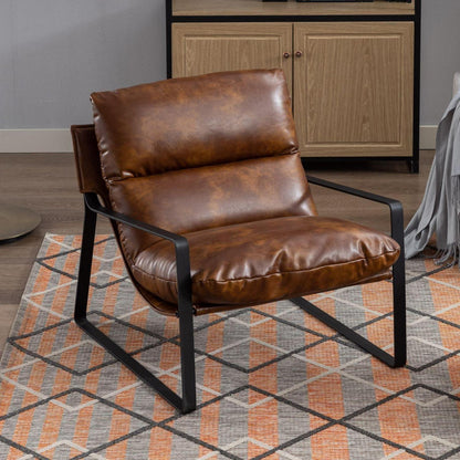 Loungesessel Braun Modern mit Verdicktem Kissen in Lederoptik
