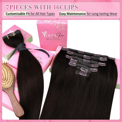 Clip-in Echthaarverlängerung Dunkelbraun 50cm – 150g