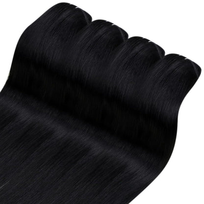 Clip-in Echthaar Extensions Schwarz 45cm – Volumenspendend & Stylingfähig