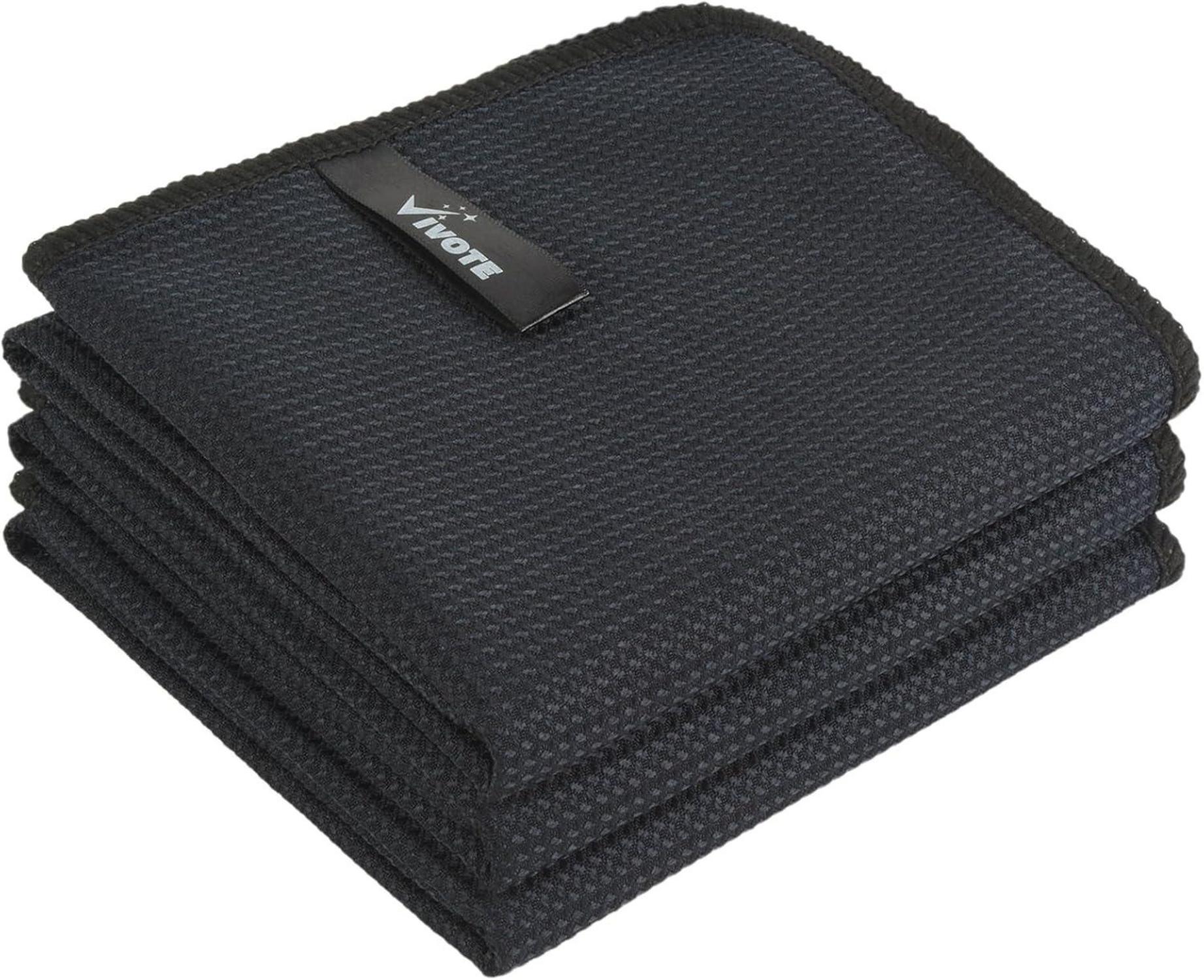 Mikrofasertuch Schwarze Waffelstruktur 3 Stück 40x60 cm