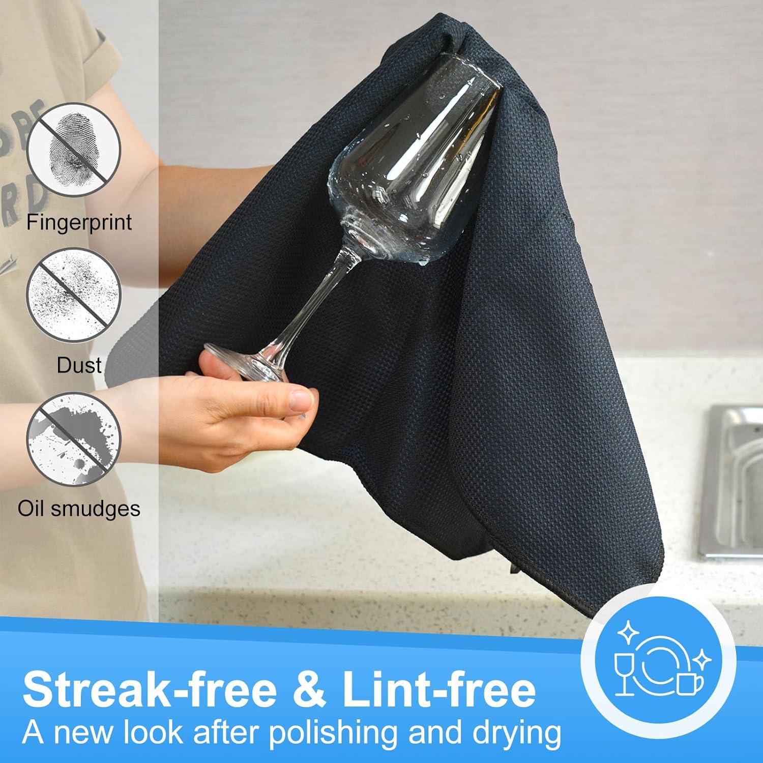 Mikrofasertuch Set Schwarz 40x60 cm 3 Stück - Saugfähig Fusselfrei