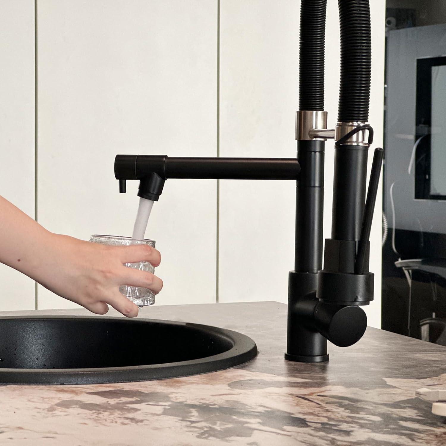 Schwarzer Ausziehbarer Wasserhahn Küche - 360° Schwenkbar mit