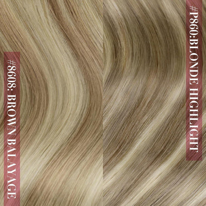 Echthaar Clip-in Extensions Ombre 40cm Hellbraun/Blond