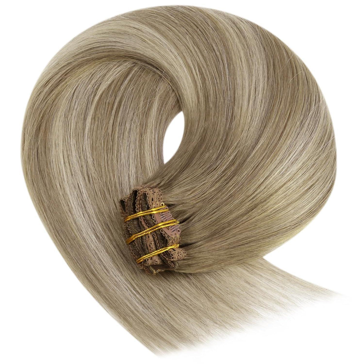 Echthaar Clip-in Extensions Ombre 40cm Hellbraun/Blond