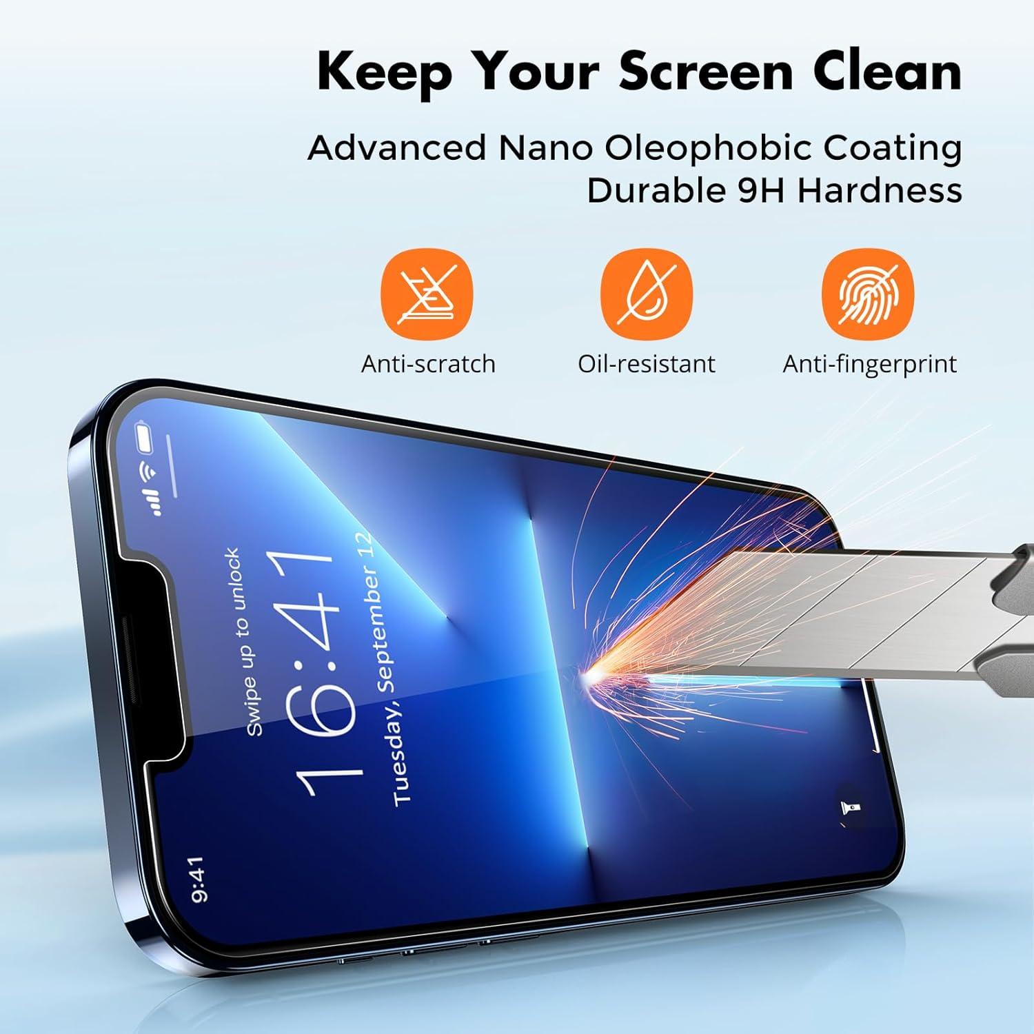 Panzer Schutz Glas für iPhone 13/14 und iPhone 13 Pro [2er