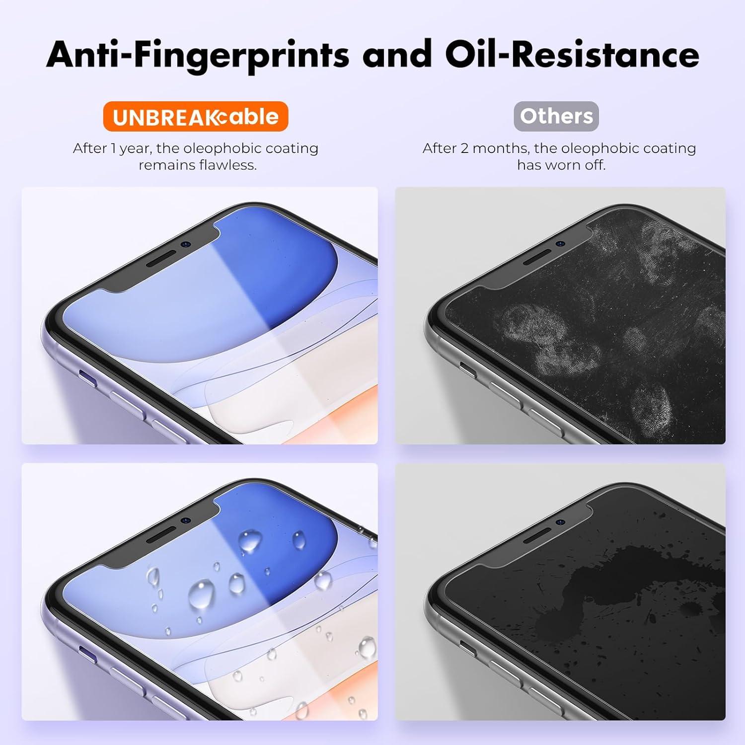 UNBREAKcable Bruchsichere Displayschutzfolie für iPhone 11/XR [2er-Pack] [9H Härte] [99,99% HD