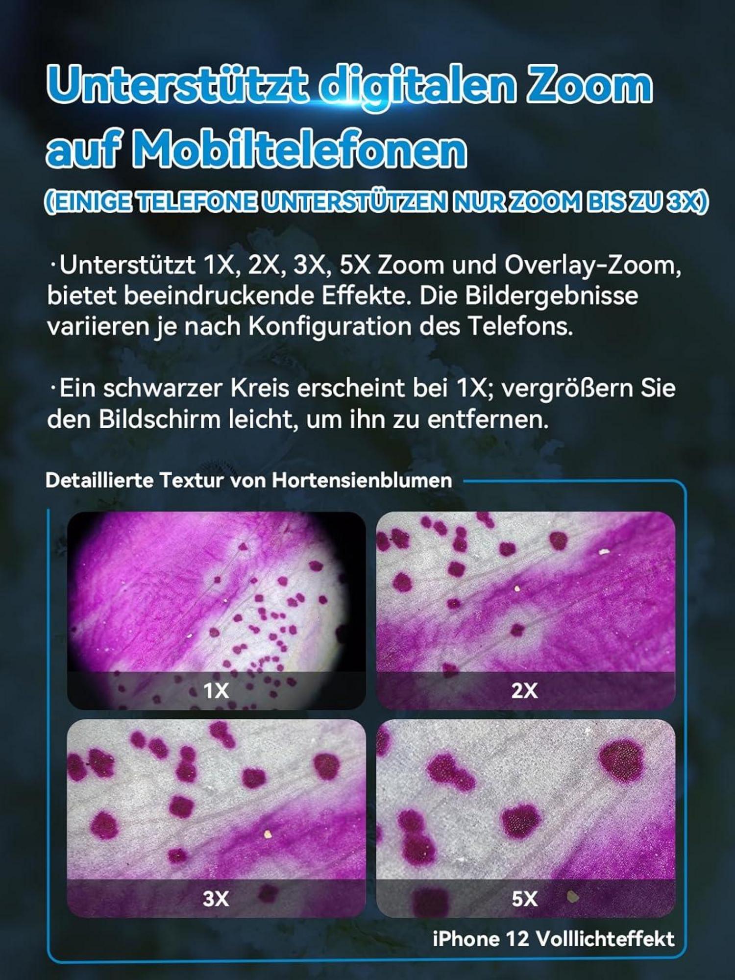100X Mini-Mikroskop LED für Smartphone Kamera Mikrowelt Entdecken