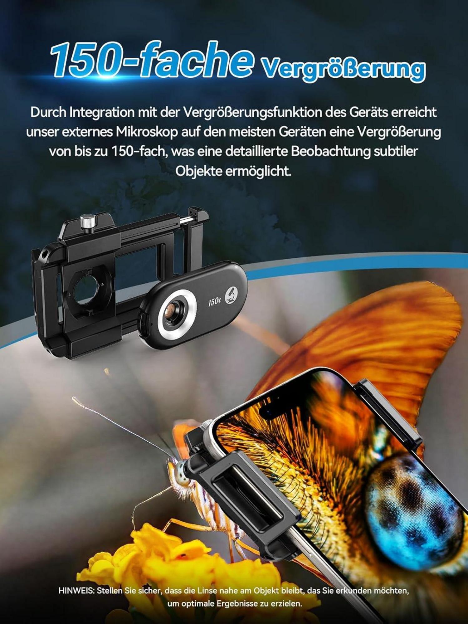 APEXEL 150X Mini-mikroskop für Smartphone-Kamera LED Compact