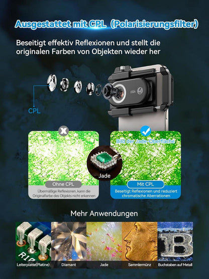 APEXEL 150X Mini-Mikroskop für Smartphone, Handy-Mikroskop, Microscope für Smartphone