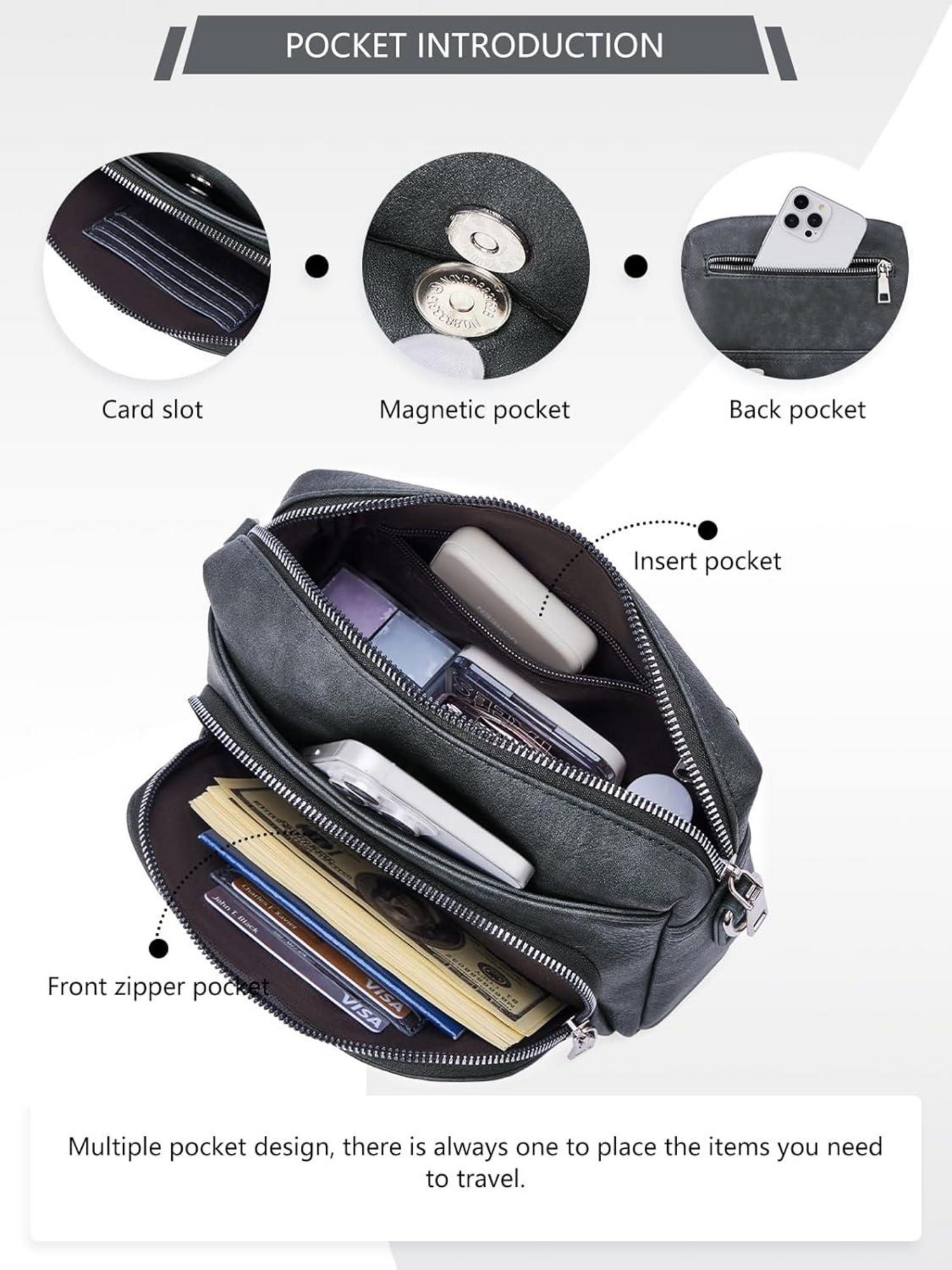 Umhängetasche Damen Crossbody RFID Damen Klein PU Leder Schwarz