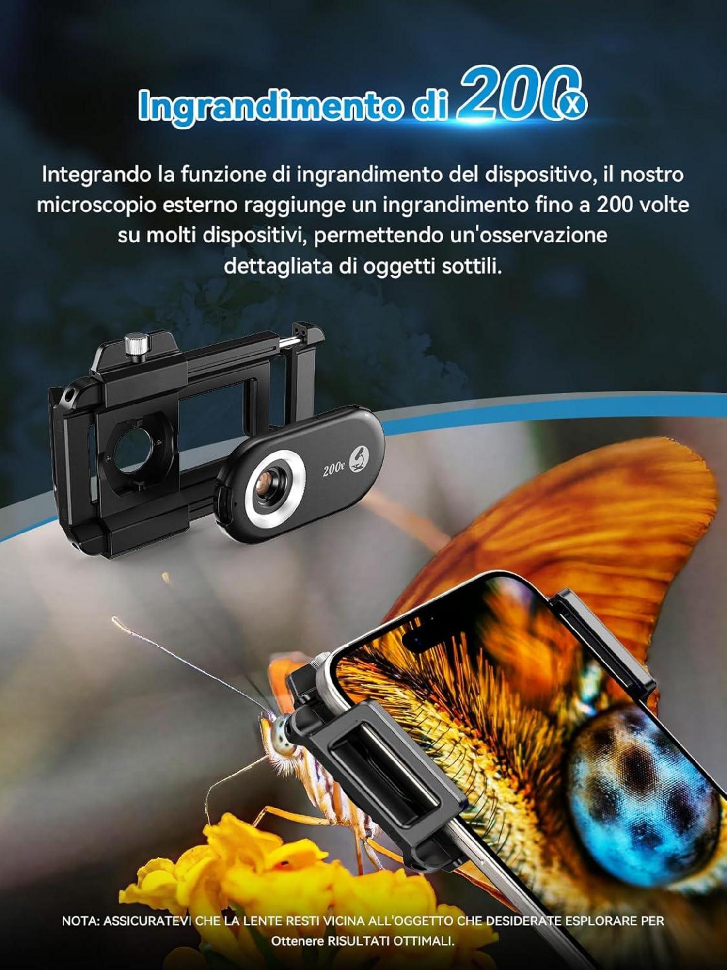 APEXEL 200X Mini-Mikroskop für Smartphone mit LED-Lichter